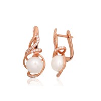 925 Sterling Silver Cubic Zirconia and Pearl Earrings “Fabiola II”